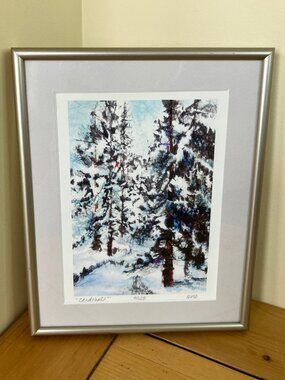 Lorrie Nero CARDINAL Framed Art Print 4/150 Signed Vintage Winter Landscape